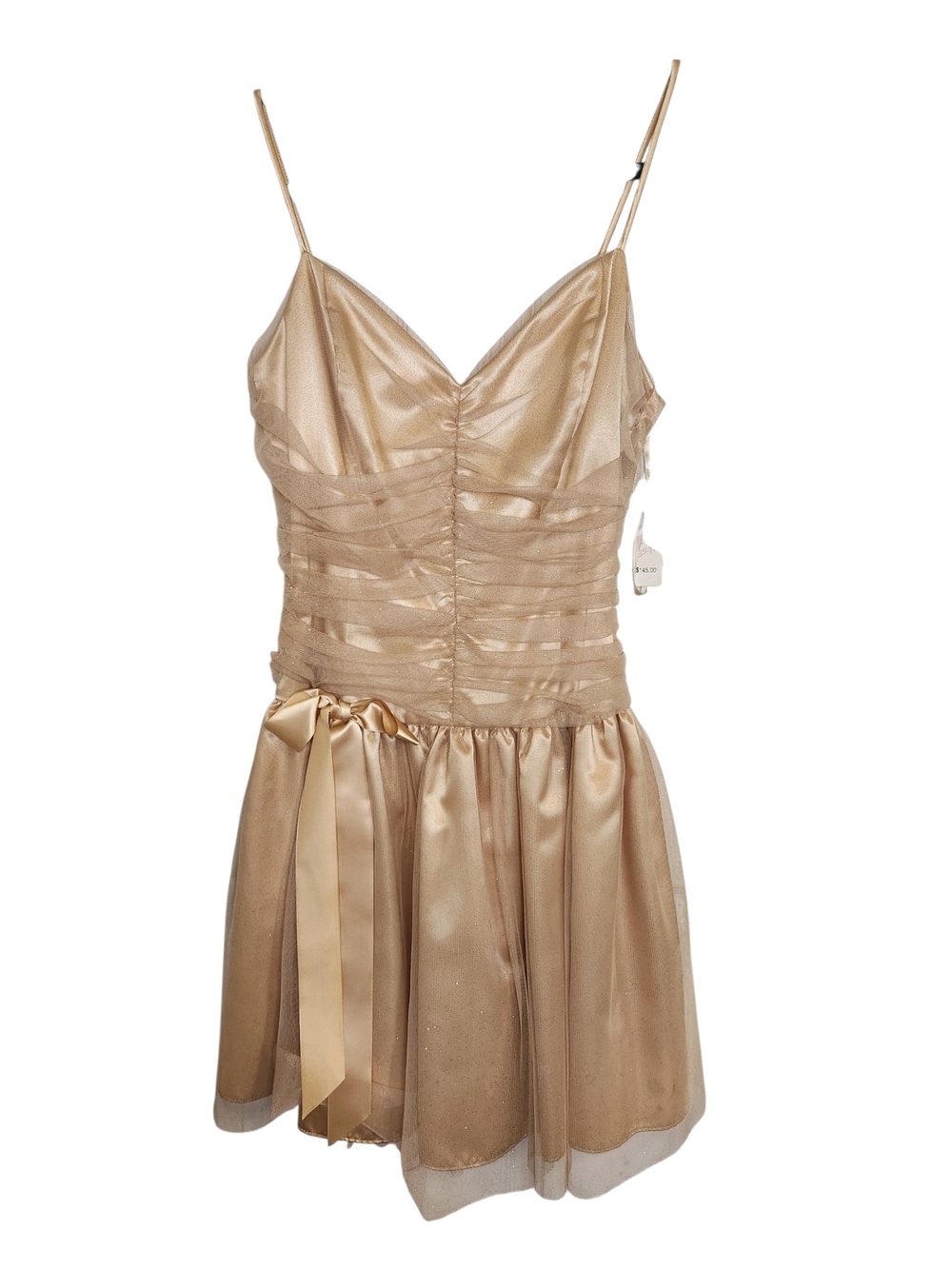 Vintage Gunne Sax Jessica McClintock Gold Glitter Party Dress NWT 9/10